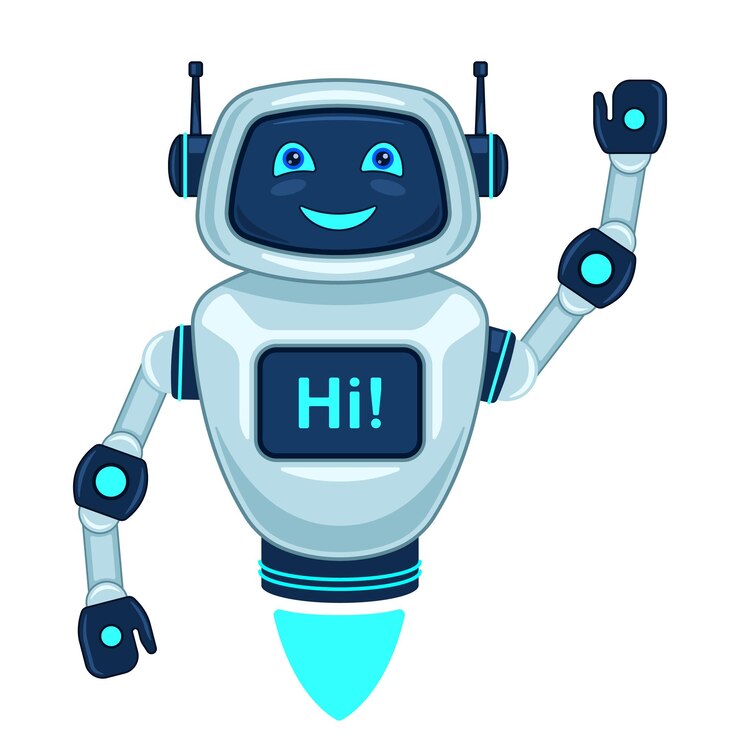 Vector robot asistente realista dibujos animados aislado fondo blanco.