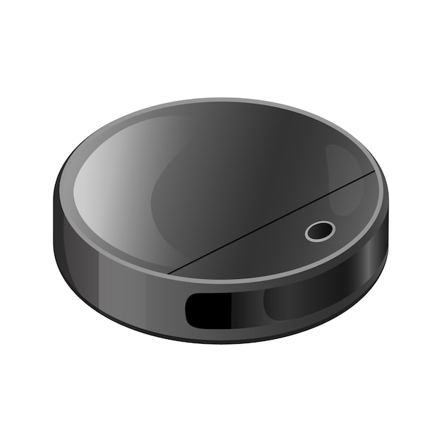 Robot aspirador para pisos limpios aislados sobre un fondo blanco