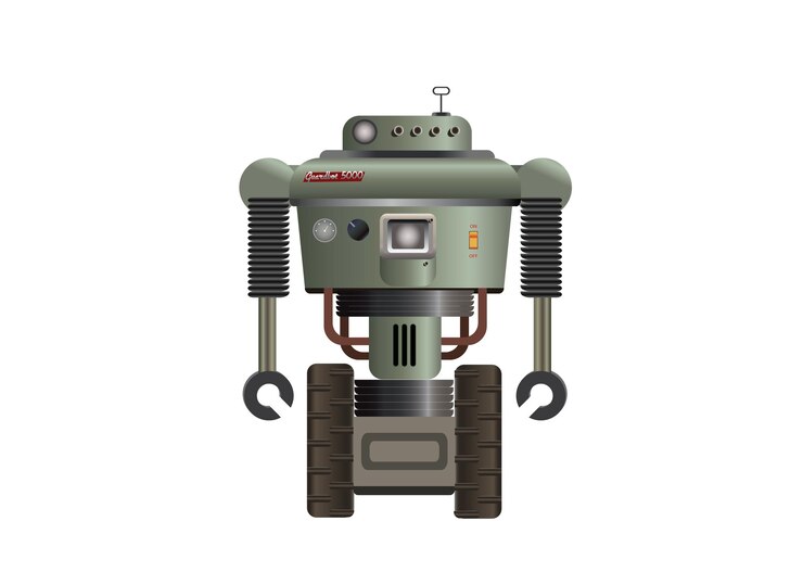 Vector robot atompunk de dibujos animados sobre ruedas ilustración vectorial