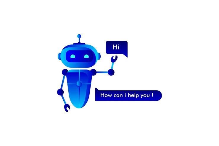 Vector robot azul sosteniendo un letrero con espacio chatbot icono concepto chat bot o chatterbot imagen png