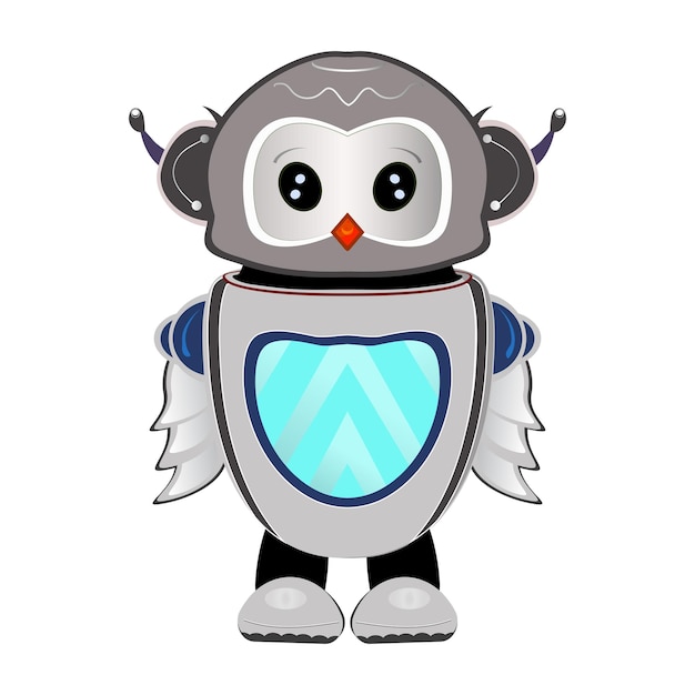 Robot búho en estilo de dibujos animados