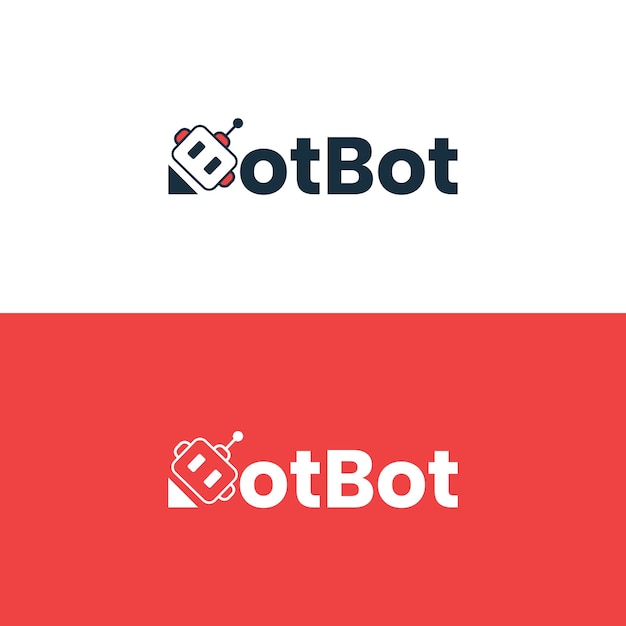 Robot en burbuja de voz roja sobre fondo blanco Icono de robot lindo en burbuja de voz Servicio de soporte bo