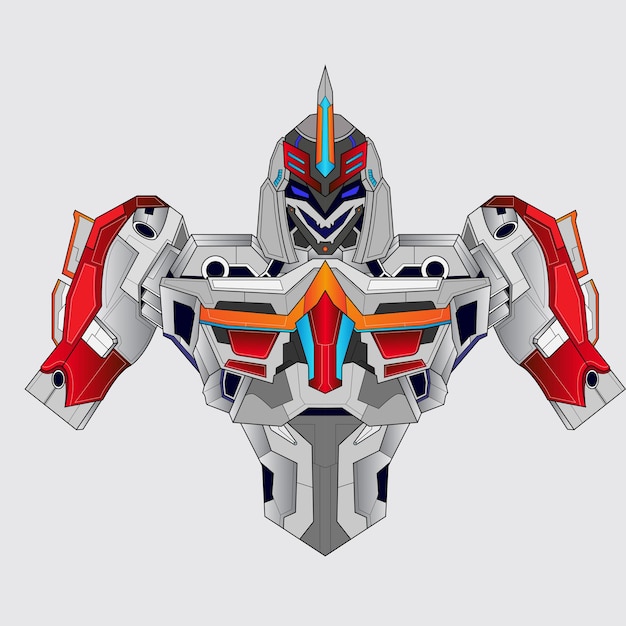Robot caballero guerrero cyborg en el fondo Perfecto para el diseño de la camiseta Pegatina Póster y Mercancía