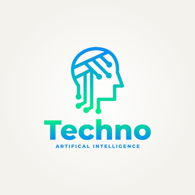 robot de cabeza moderno con línea de puntos conectada diseño de ilustración vectorial del icono del logotipo