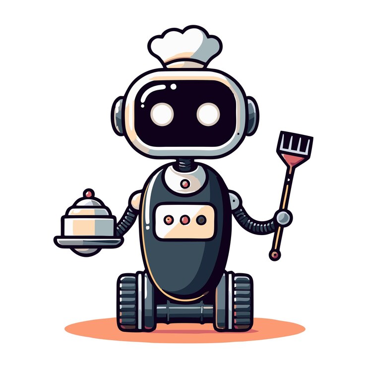 Vector robot camarero vectorial en estilo de dibujos animados