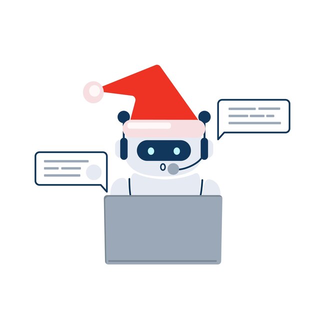 El robot chat bot desea Feliz Año Nuevo y Navidad