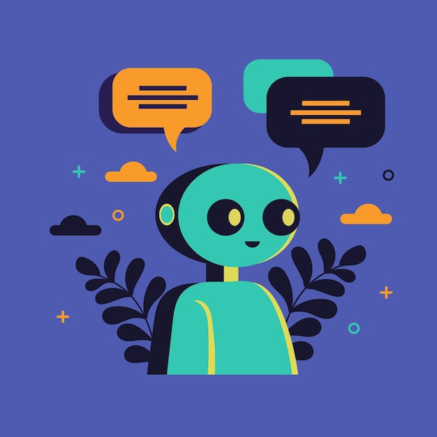Robot chatbot que brinda asistencia en línea Conversación de chat GPT con una persona