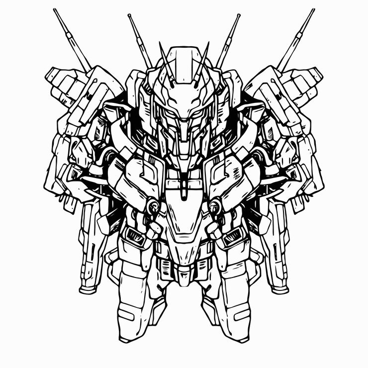 Vector robot de combate espacial lineart