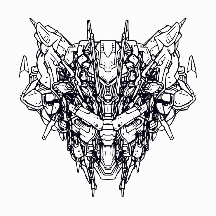 Vector robot de combate espacial lineart