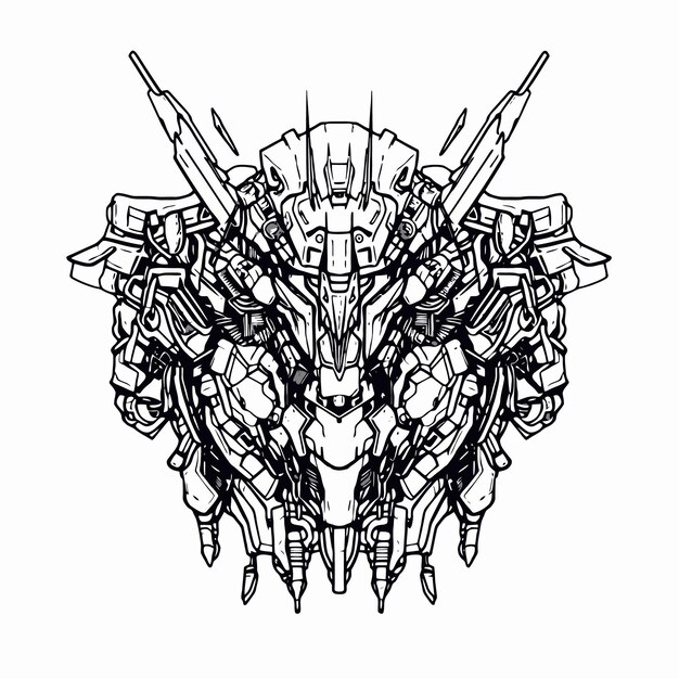 Robot de combate espacial lineart