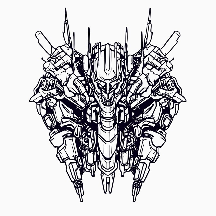 Vector robot de combate espacial lineart