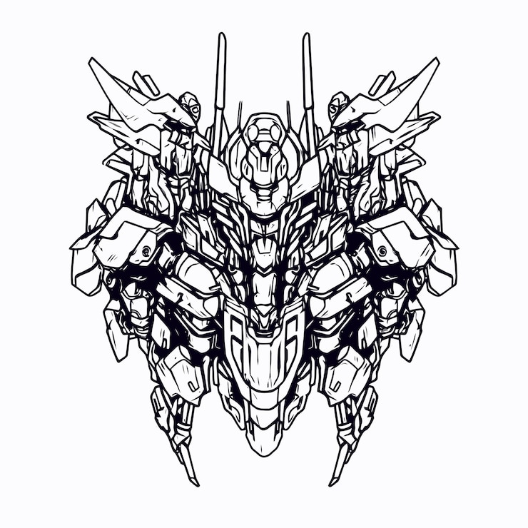 Vector robot de combate espacial lineart