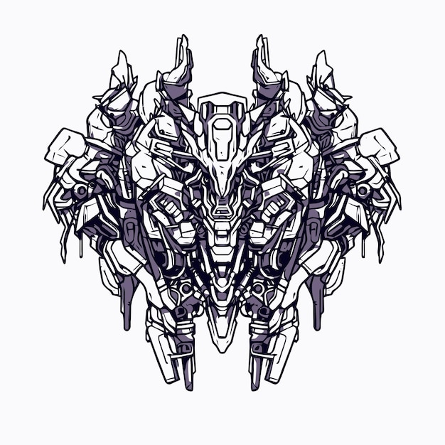 Robot de combate espacial lineart