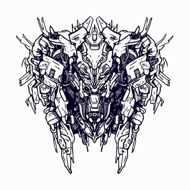 Robot de combate espacial lineart