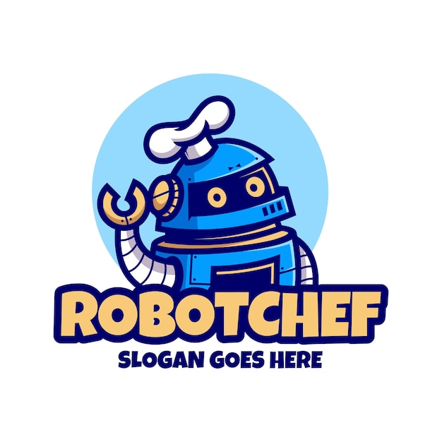 Robot comida chef mascota dibujos animados ilustraciones vector