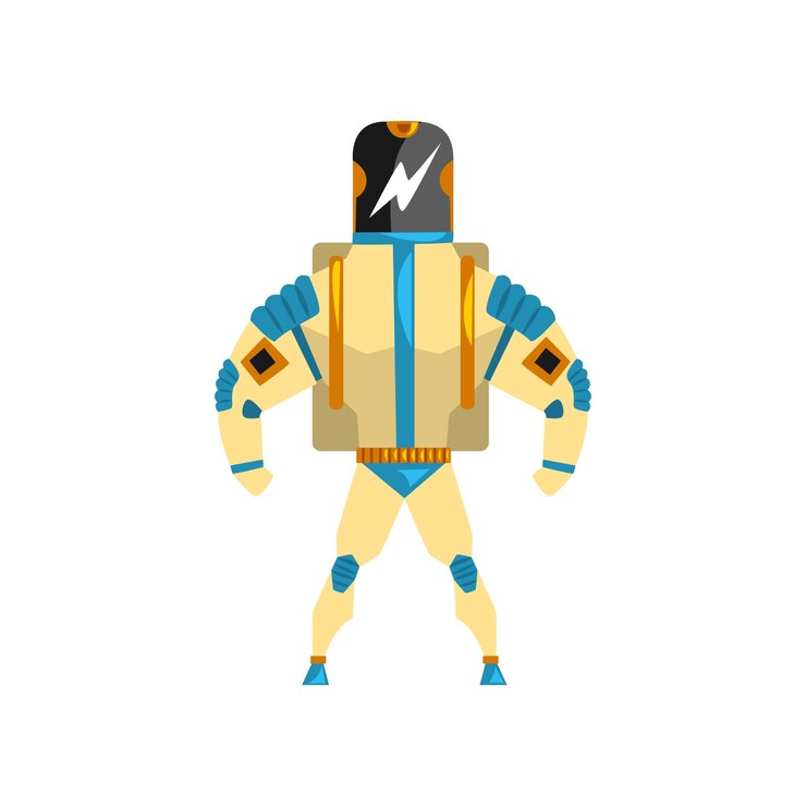 Vector robot, cyborg, vector de traje de superhéroe ilustración aislada sobre fondo blanco.