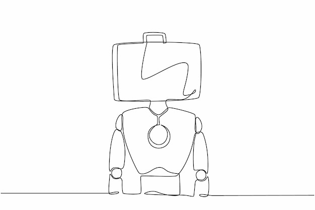 Robot de dibujo continuo de una línea con maletín en lugar de cabeza Desarrollo tecnológico futuro