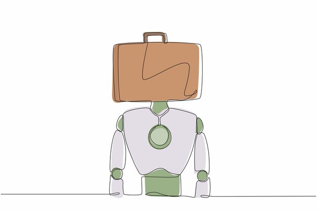 Robot de dibujo continuo de una línea con maletín en lugar de cabeza Desarrollo tecnológico futuro