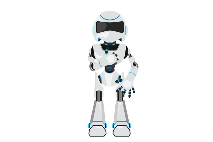 Vector robot de dibujo de diseño de negocios con gesto de pulgar hacia arriba trato como estar de acuerdo aprobar aceptar desarrollo de tecnología futura aprendizaje automático de inteligencia artificial ilustración de vector de estilo de dibujos animados plana