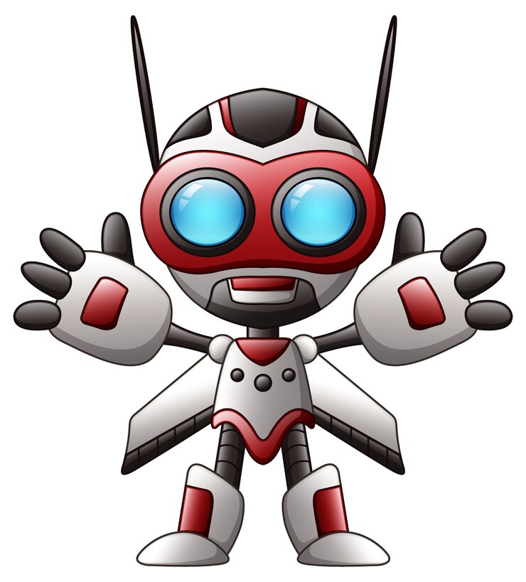 Vector robot de dibujos animados lindo aislado sobre fondo blanco
