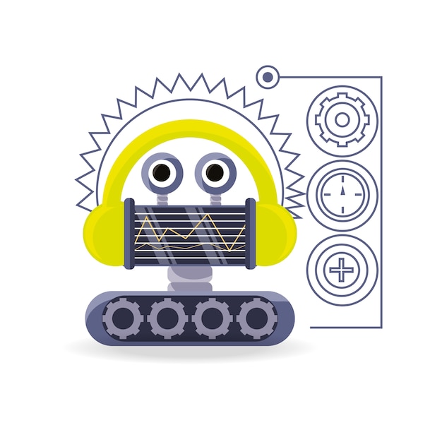 Robot de dibujos animados de tecnología robótica y tema futurista
