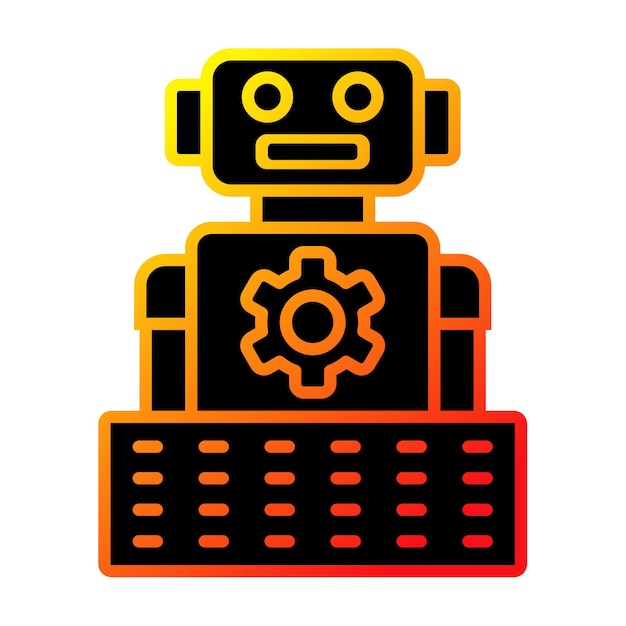 un robot con un diseño rojo y naranja y amarillo en él