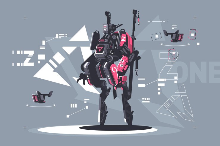 Vector robot drone mecanizado y automatizado