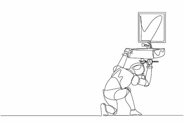 Robot fontanero de dibujo continuo único trabajador de reparación de fregadero en baños y tuberías de fontanería