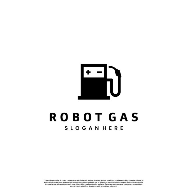 Robot gas logo diseño moderno concepto gasolinera combinar con robot ojo logo