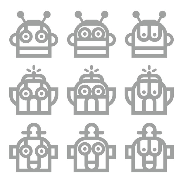 Robot Heads Lineart