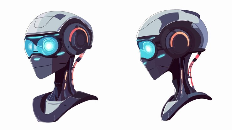 Vector robot humanoide avatar icono redondo ilustración vectorial de dibujos animados