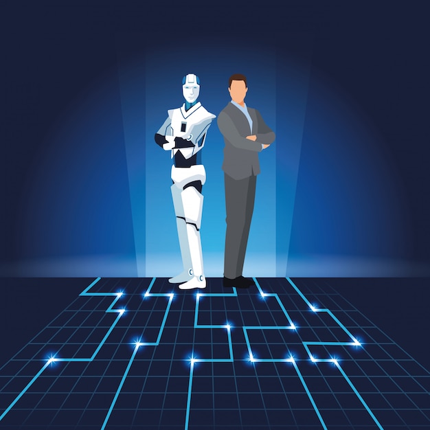 Robot humanoide y empresario