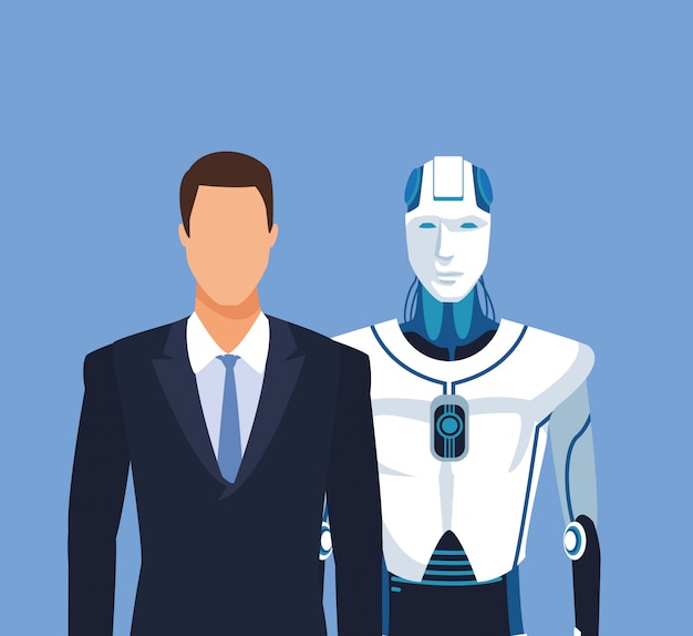 Robot humanoide y empresario