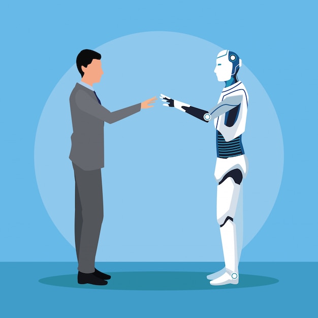 Robot humanoide y empresario