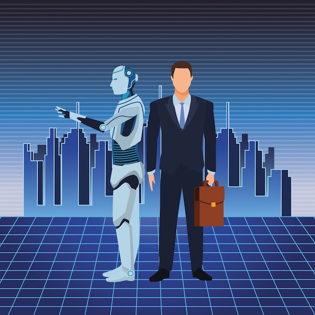 Robot humanoide y empresario