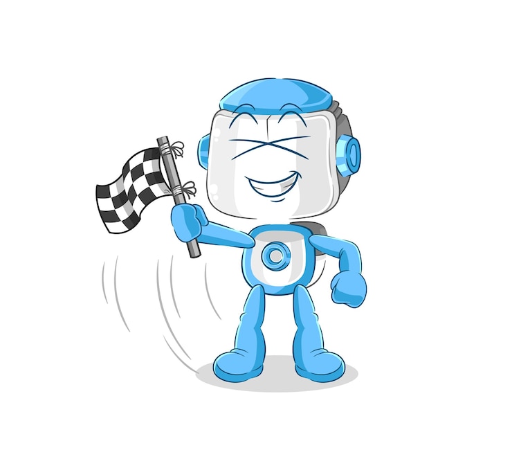 Vector robot humanoide mantenga vector de mascota de dibujos animados de bandera de acabado