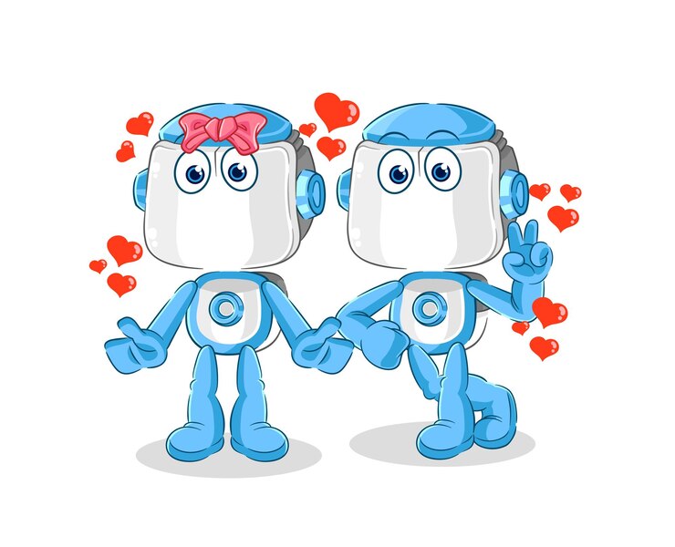 Vector robot humanoide que data del vector de la mascota del personaje de dibujos animados