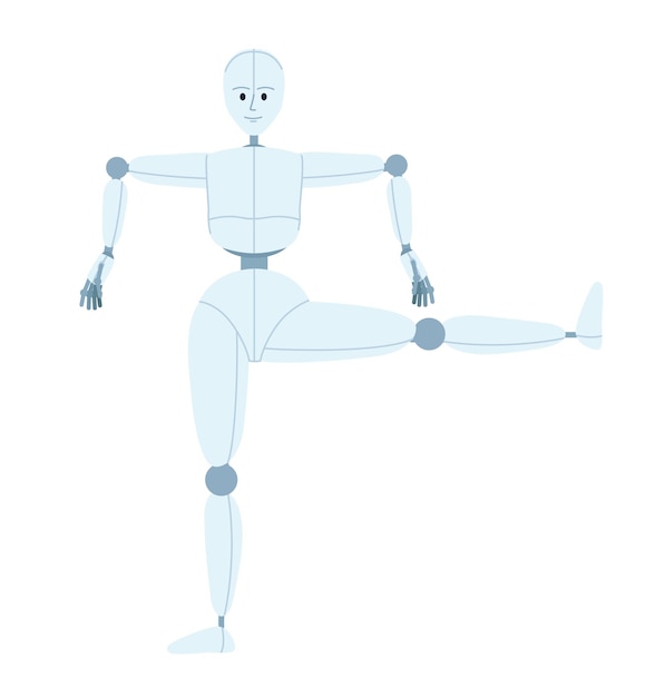 Robot humanoide que imita el carácter vectorial de color semiplano de la danza