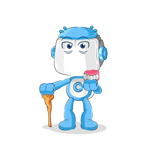 Robot humanoide vector de personaje de anciano de pelo blanco