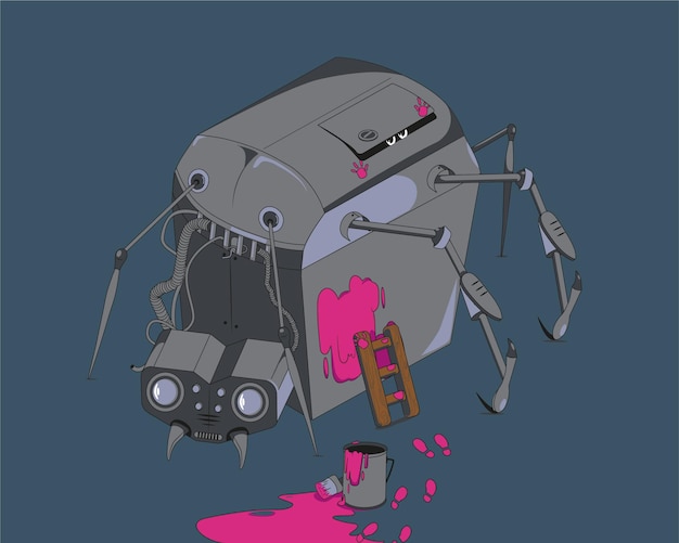 Robot ilustración vector robótica robot en garras robot en patas de araña
