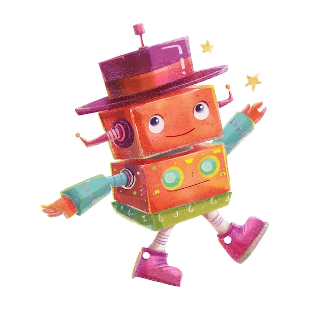 robot lindo con sombrero volando 10