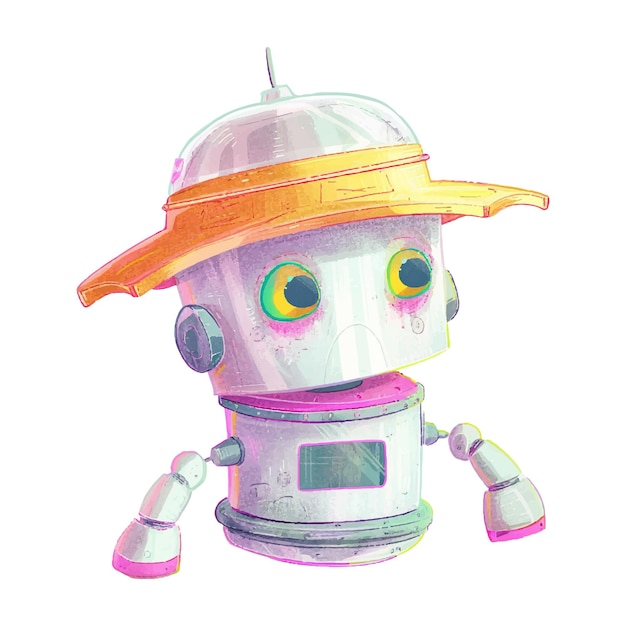 robot lindo con sombrero volando 15