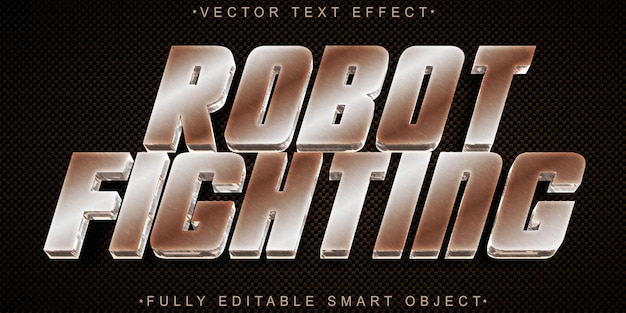 Robot de lucha Rusty Metal Vector Objeto inteligente totalmente editable Efecto de texto