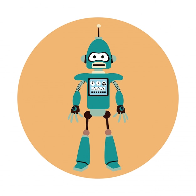 Robot machine engineer circle icon
