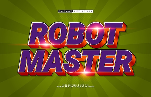 robot maestro efecto de texto editable con un robot y estilo de texto inteligente