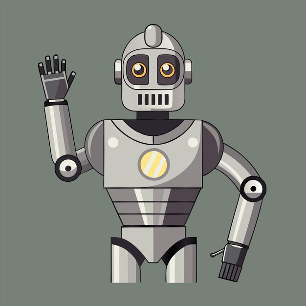 un robot con una mano en el aire