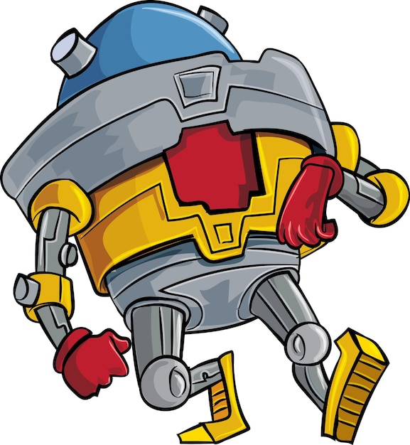 Robot de metal de dibujos animados con una gran cabeza de domo