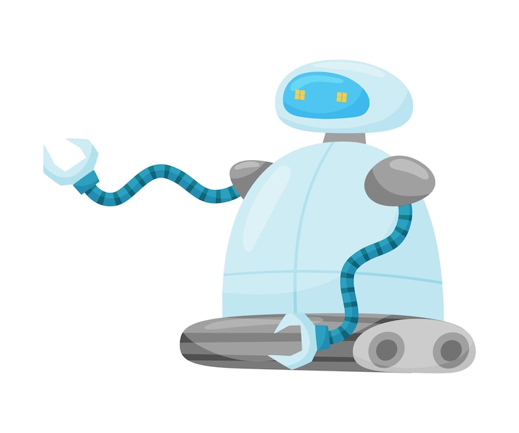 Vector el robot metálico como inteligencia artificial o la ilustración vectorial del androide futurista