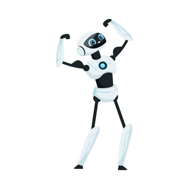El robot moderno como máquina programable que muestra los músculos Ilustración vectorial