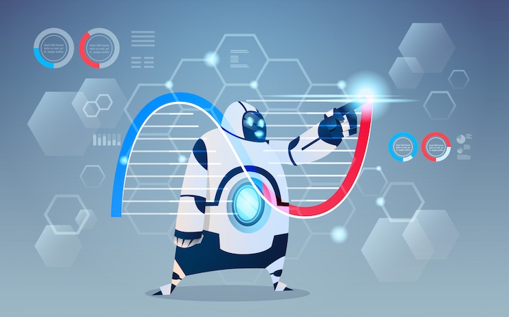 Vector robot moderno tecnología de inteligencia artificial